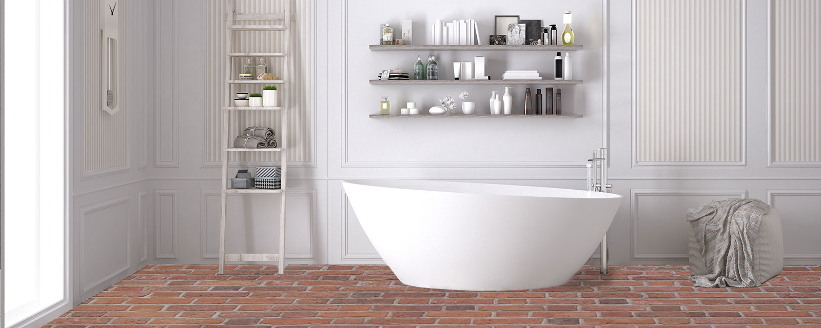 sol en brique pour salle de bains