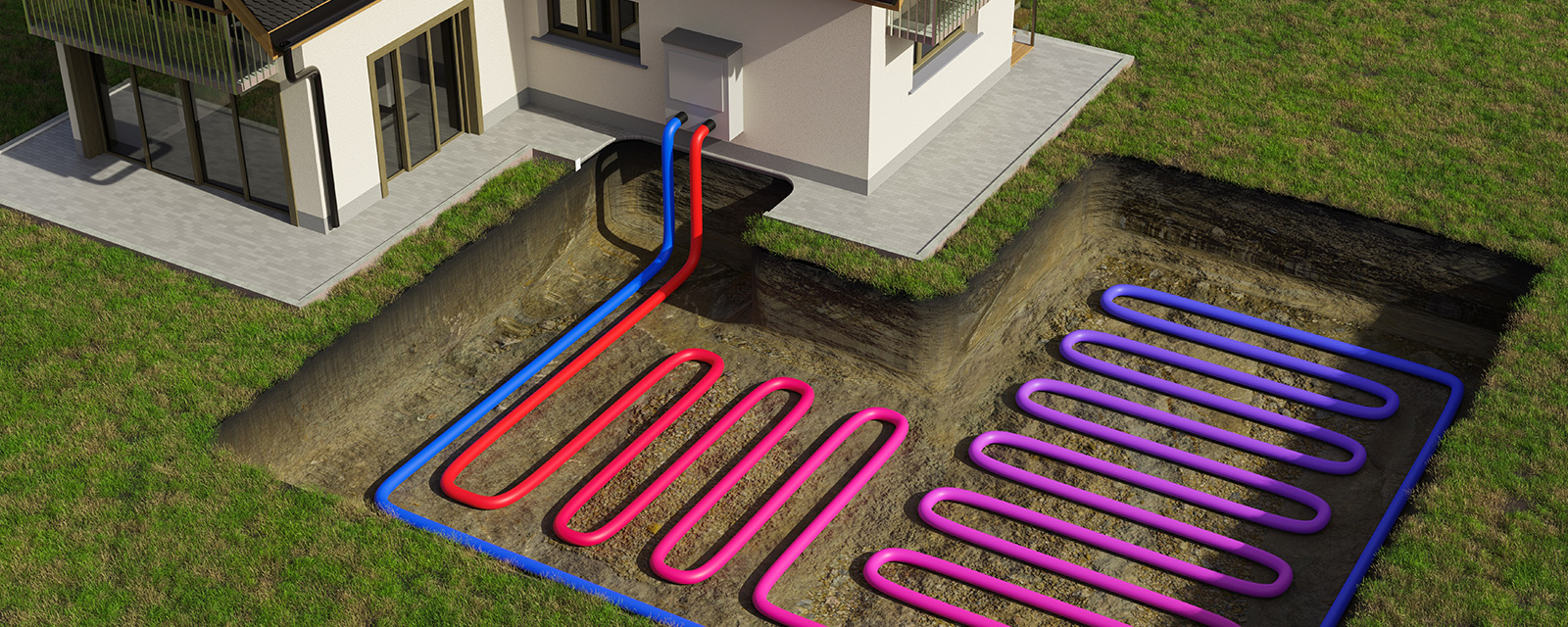 Pompe à chaleur géothermique schématisation