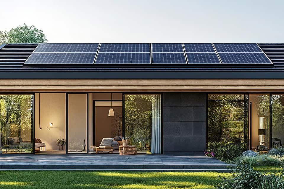 maison avec panneaux solaires