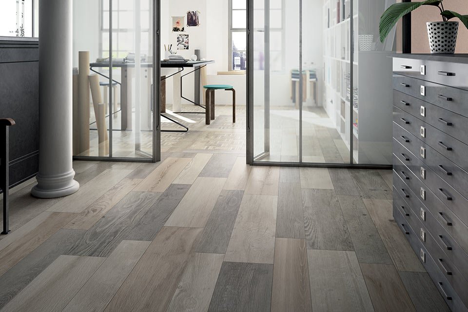 Salle à manger avec du carrelage tendance