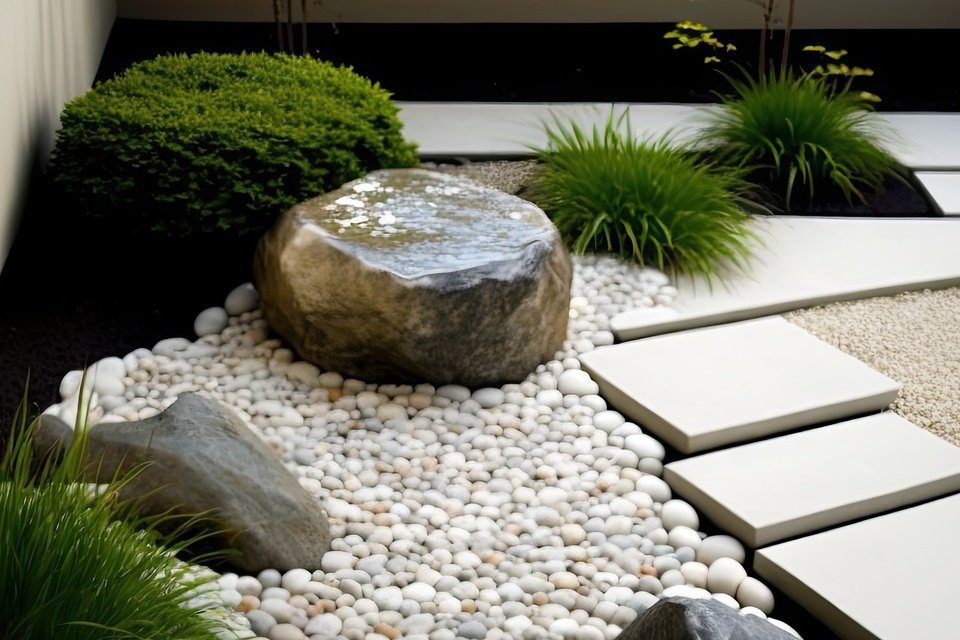 jardin avec des pierres