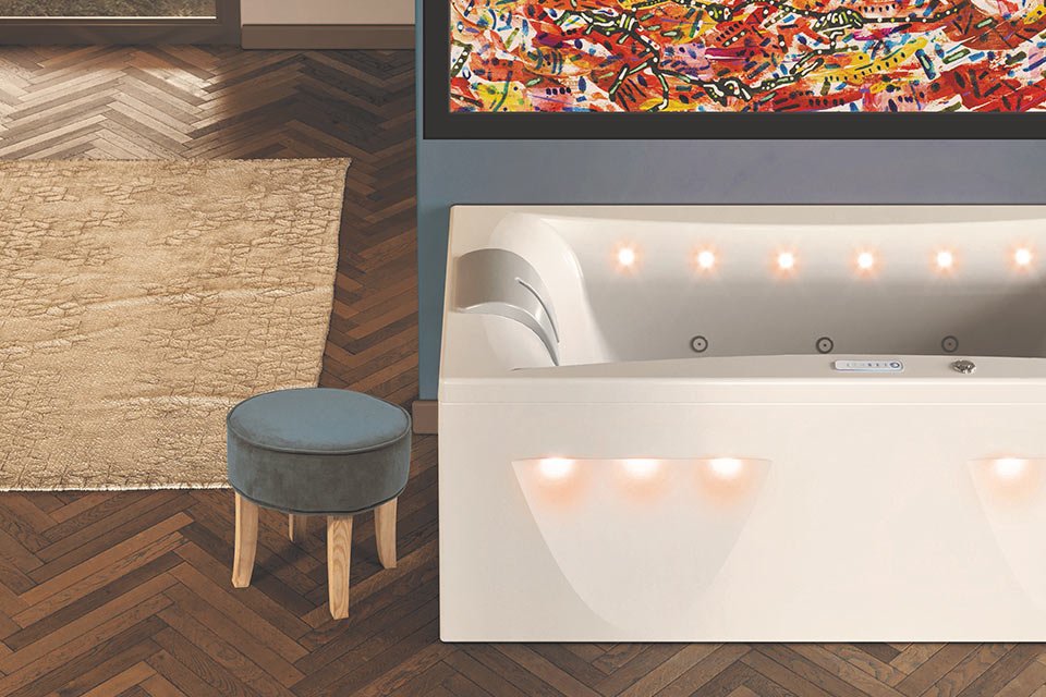 Baignoire balnéo avec spot lumineux intégrés pour une ambiance zen
