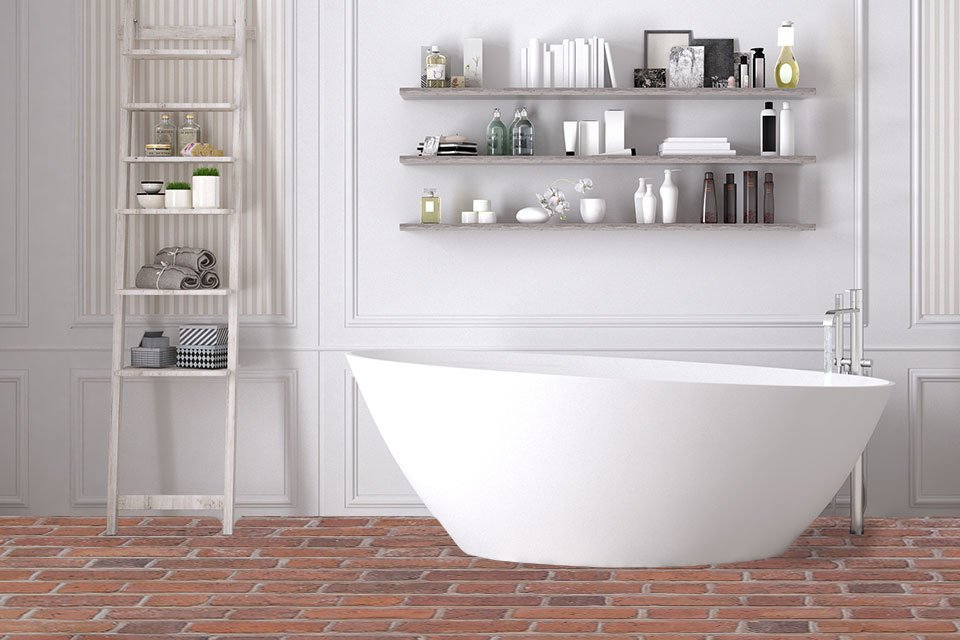 sol en brique pour salle de bains