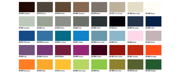 40 coloris de la finition Soft Touch d'Inda