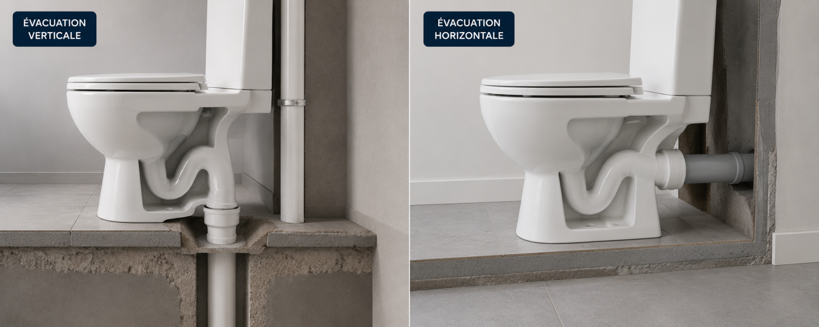 évacuation wc verticale vs horizontale