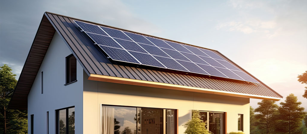 panneau solaire installé sur le toit d'une maison